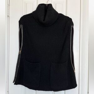 Ann Taylor cowl neck poncho sweater with zip sides and pockets